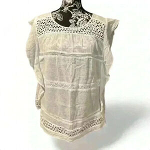 a.n.a.- white lace sleeveless cotton blouse- women’s 1X